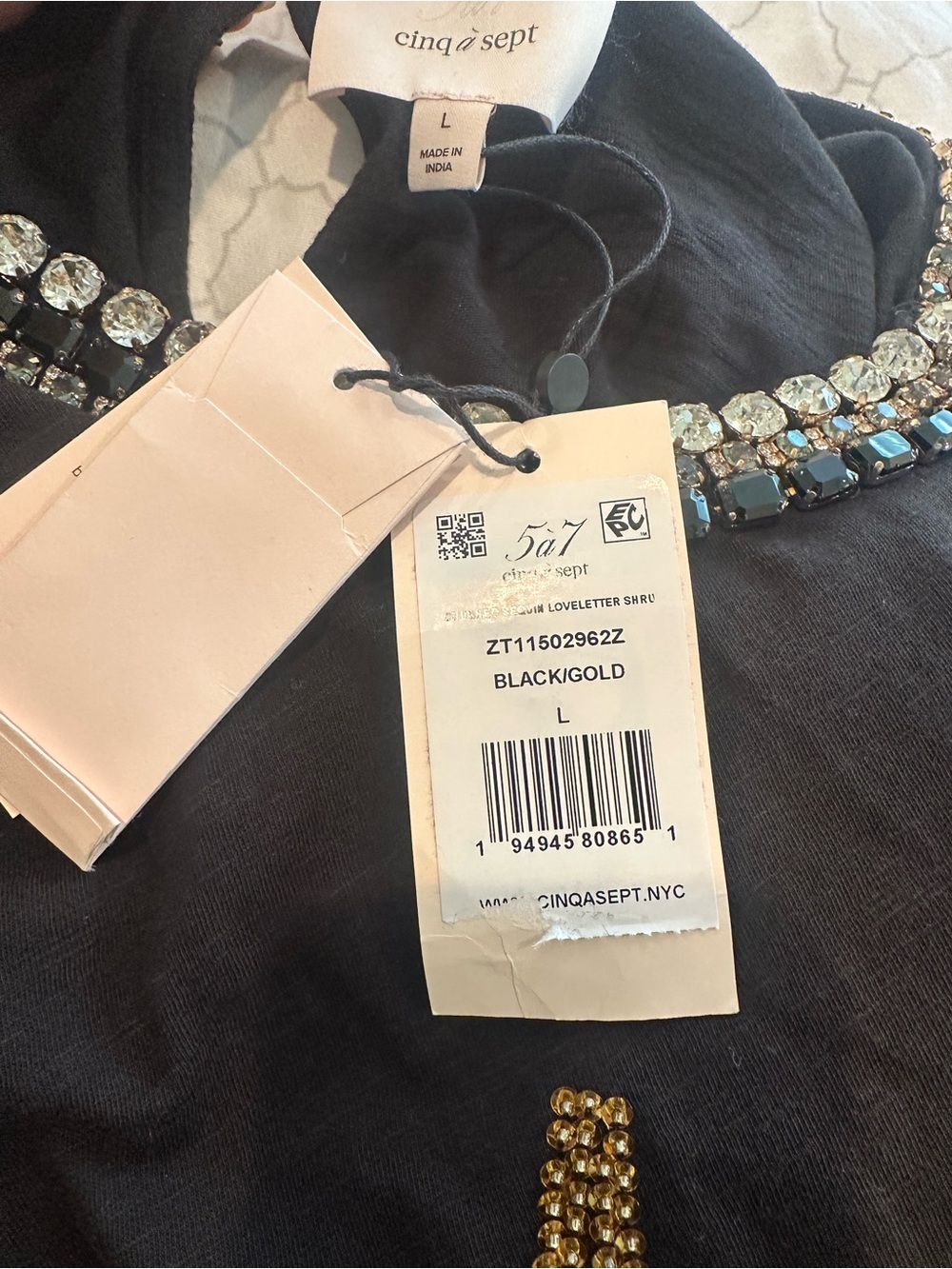 cinq a sept Black Embellished Top - Picture 7 of 12